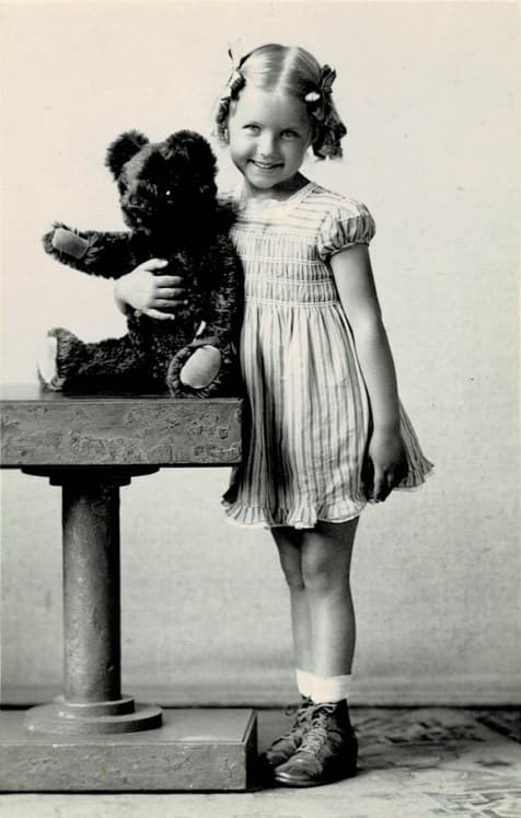 Mary with a teddy bear